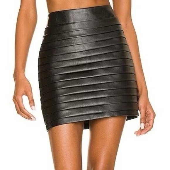 MAJORELLE Dresses & Skirts - Majorelle - Chloe Black Faux Leather pleated Mini Skirt - XS